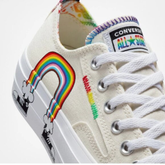 EUC CTAS Converse Rainbow Lift Platform Pride  (7M - 9W) KICKS - Picture 1 of 11